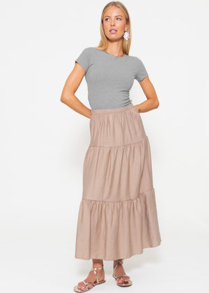 Maxi flounce skirt - taupe