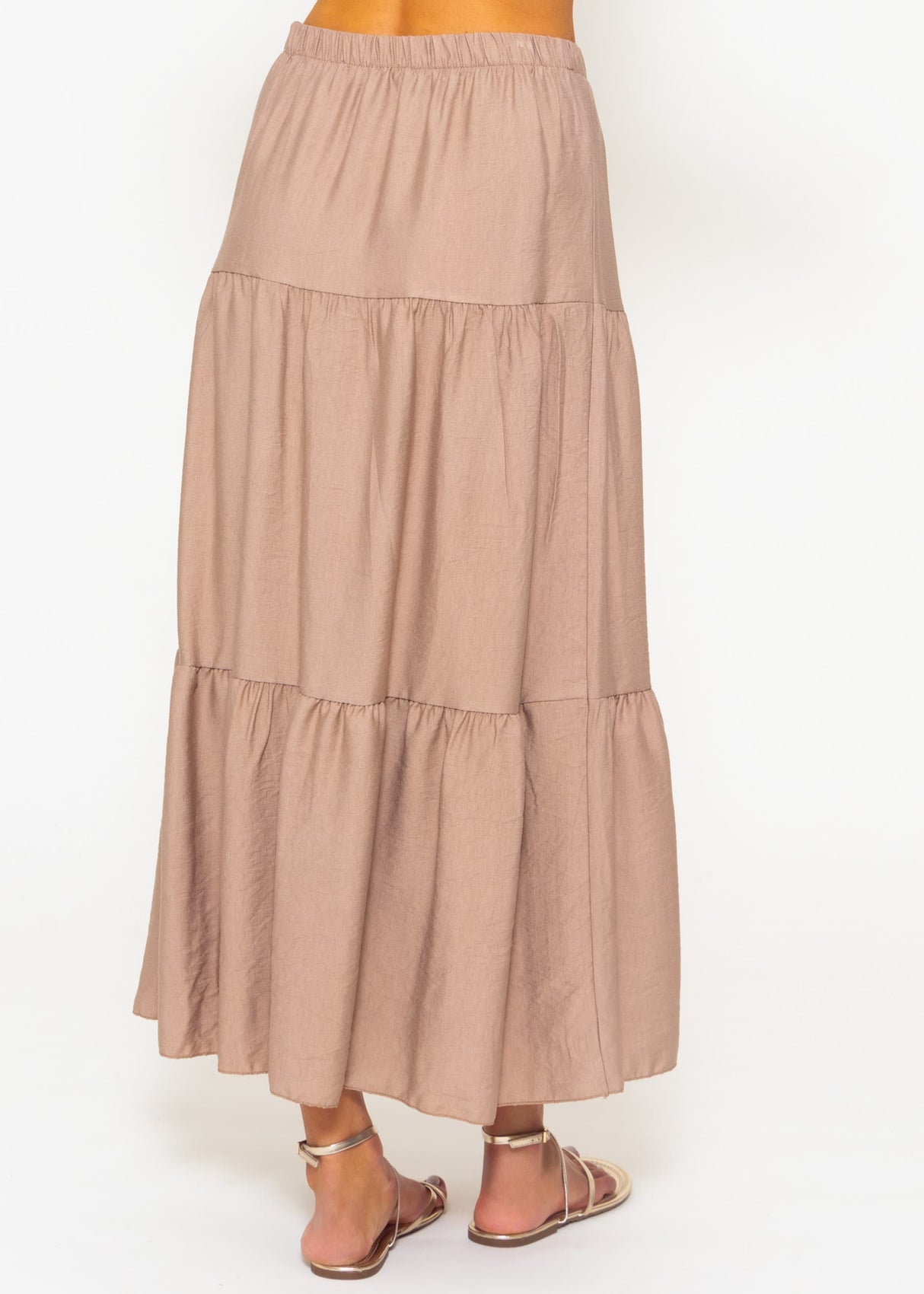 Maxi flounce skirt - taupe