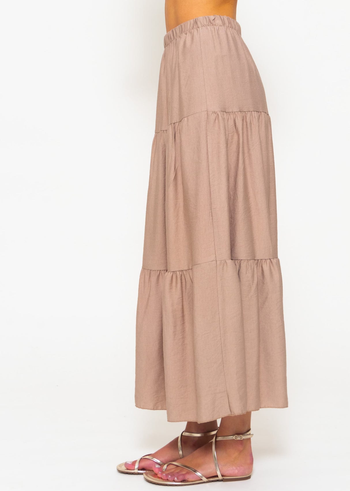 Maxi flounce skirt - taupe