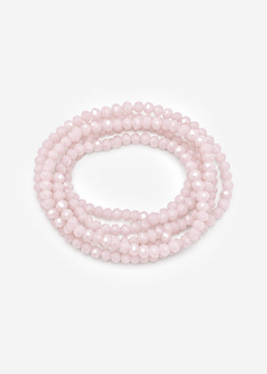 Multi -row pearl bracelet - pastel pink