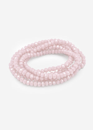 Multi -row pearl bracelet - pastel pink