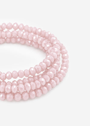 Multi -row pearl bracelet - pastel pink