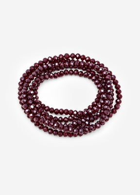 Mehrreihiges Perlen Armband - burgundy