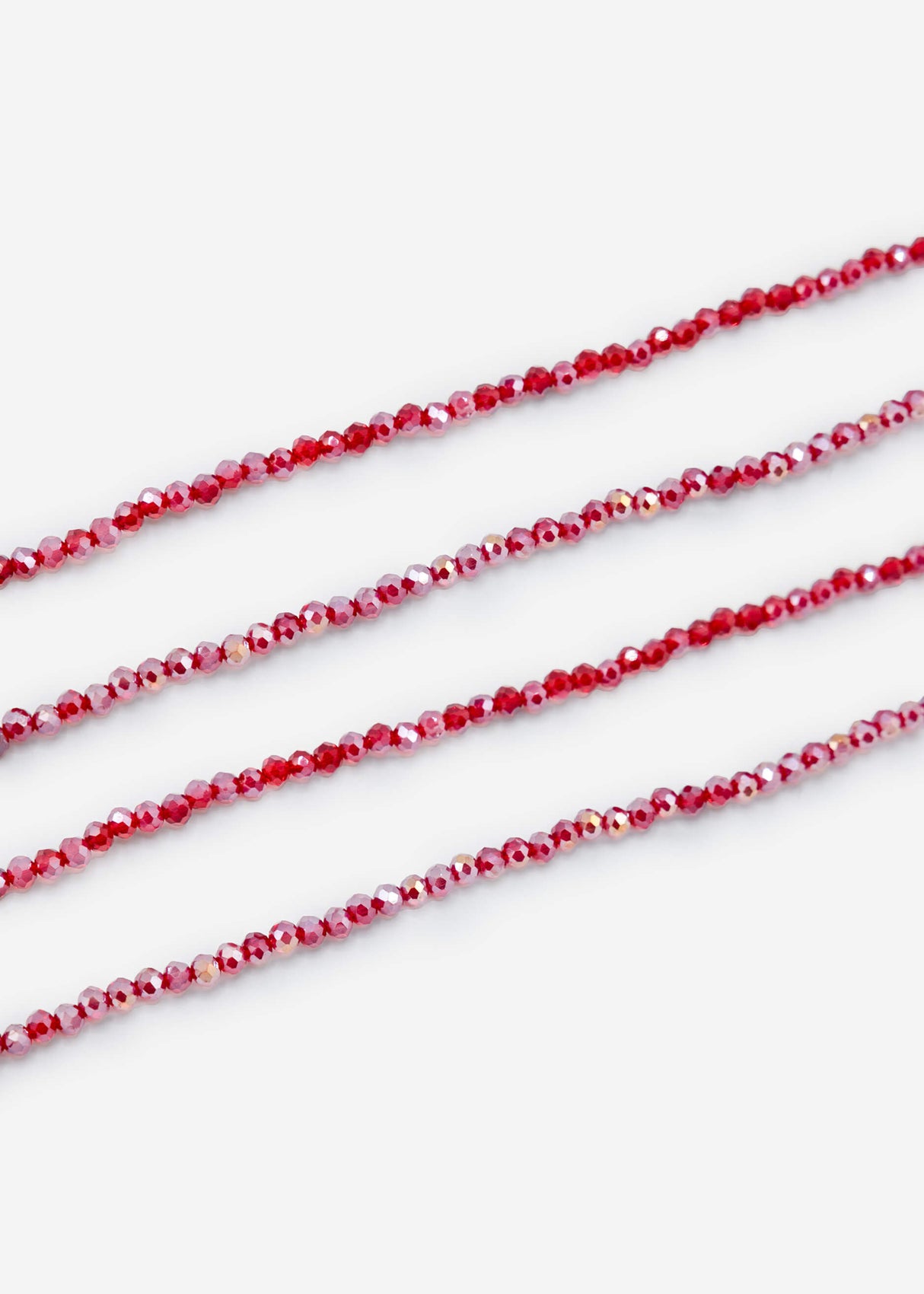Multi-row pearl bracelet - red