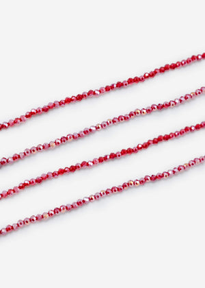 Multi-row pearl bracelet - red