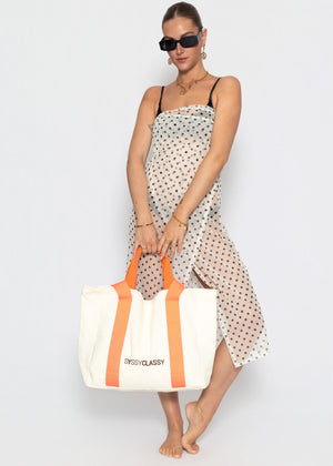 Mesh Pareo mit Punkte-Print - offwhite