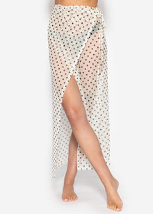 Mesh Pareo mit Punkte-Print - offwhite