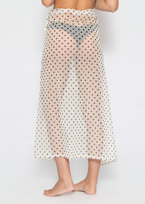 Mesh Pareo mit Punkte-Print - offwhite