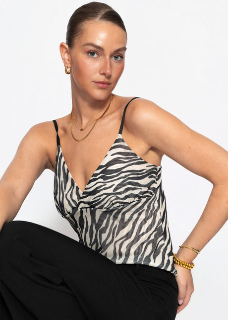 Mesh-Top mit Zebra-Muster - schwarz-weiß by SASSYCLASSY