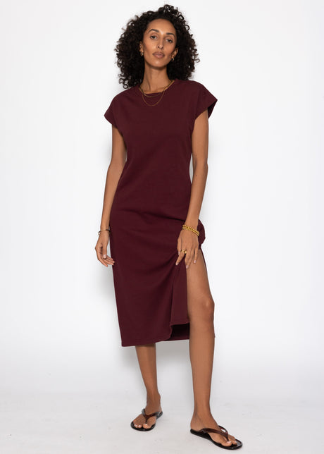 Midikleid aus French Terry - burgundy