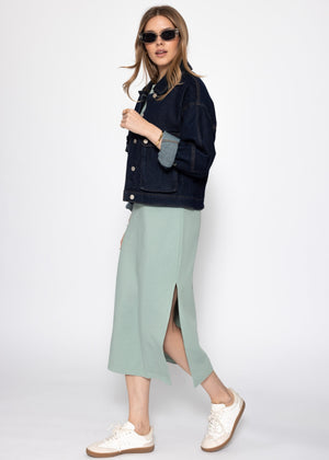 Midikleid aus French Terry - salbeigrün