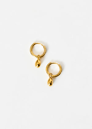 Mini Creolen mit Tropfen-Anhänger - gold
