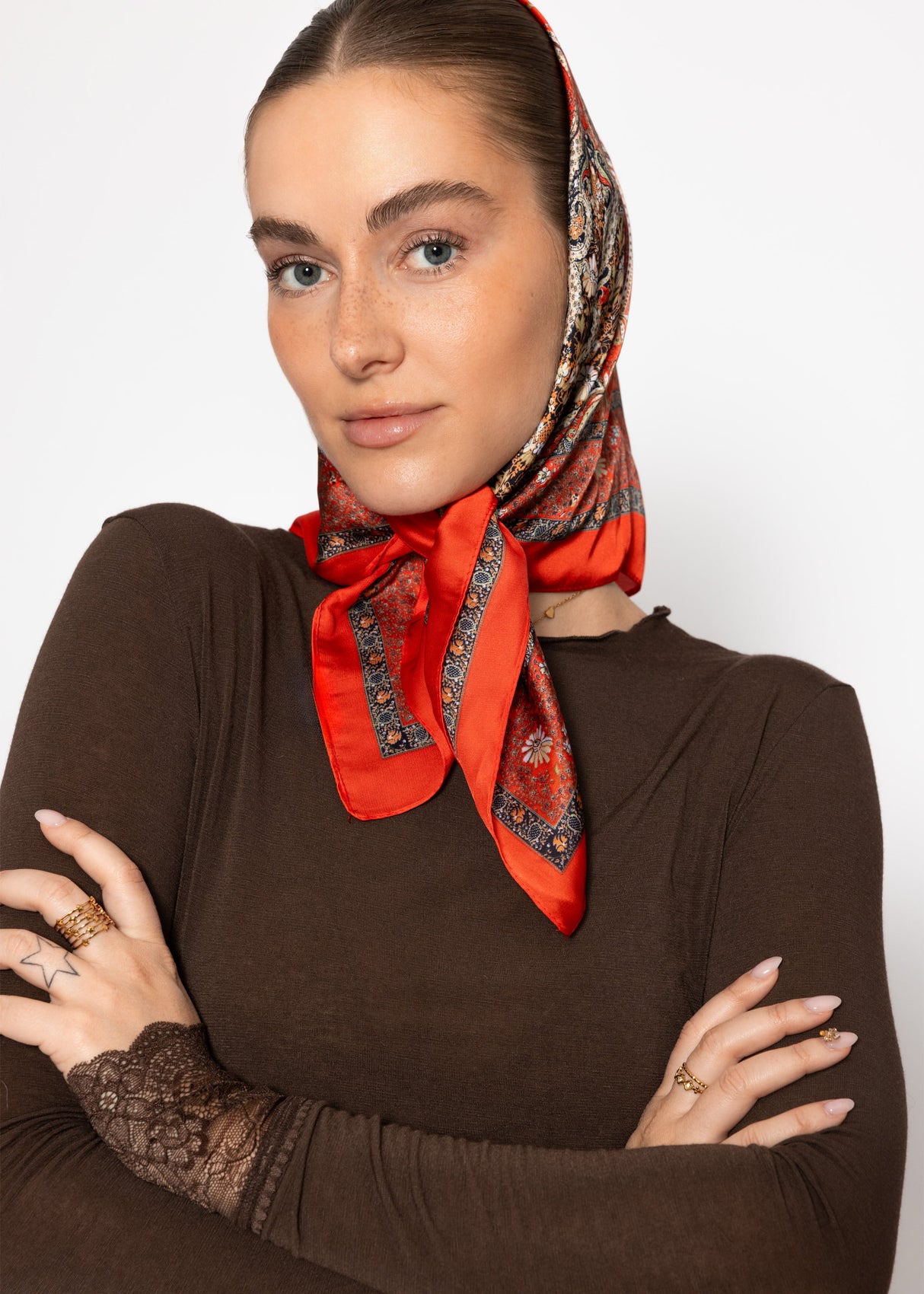 Paisley print scarf - red