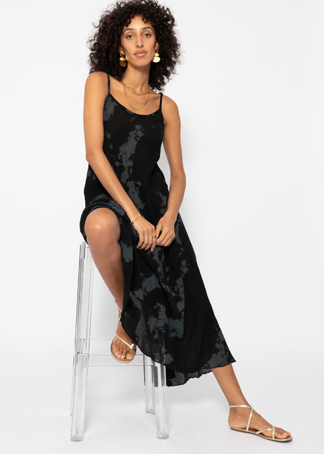Musselin Beach Kleid mit Batik-Print - schwarz von SASSYCLASSY
