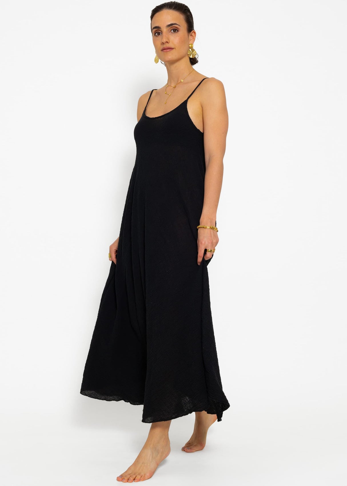 Musselin Beach Kleid - schwarz