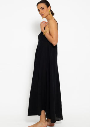 Musselin Beach Kleid - schwarz