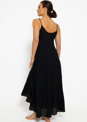 Musselin Beach Kleid - schwarz