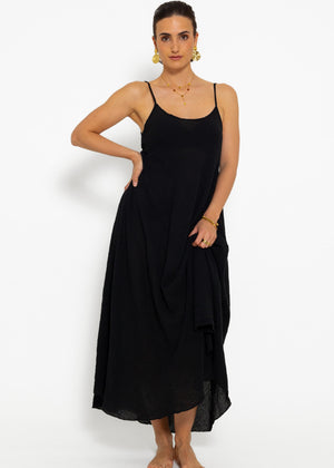 Musselin Beach Kleid - schwarz