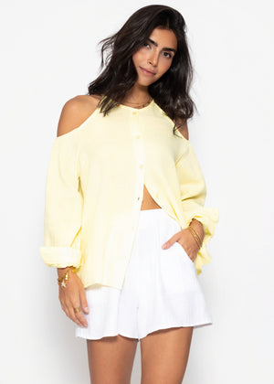 Musselin Bluse mit Cut-Outs - gelb