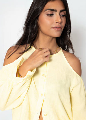 Musselin Bluse mit Cut-Outs - gelb