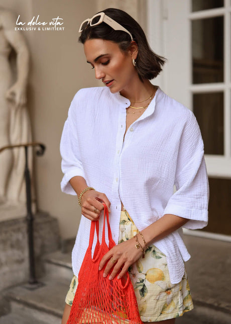Musselin Bluse mit halblangen Ärmeln - weiß von SASSYCLASSY