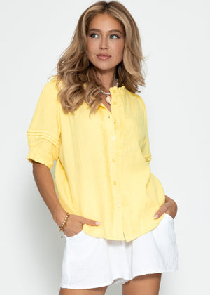 Kurzarm Musselin Bluse - buttergelb