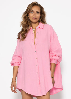 Musselin Bluse oversize - babyrosa