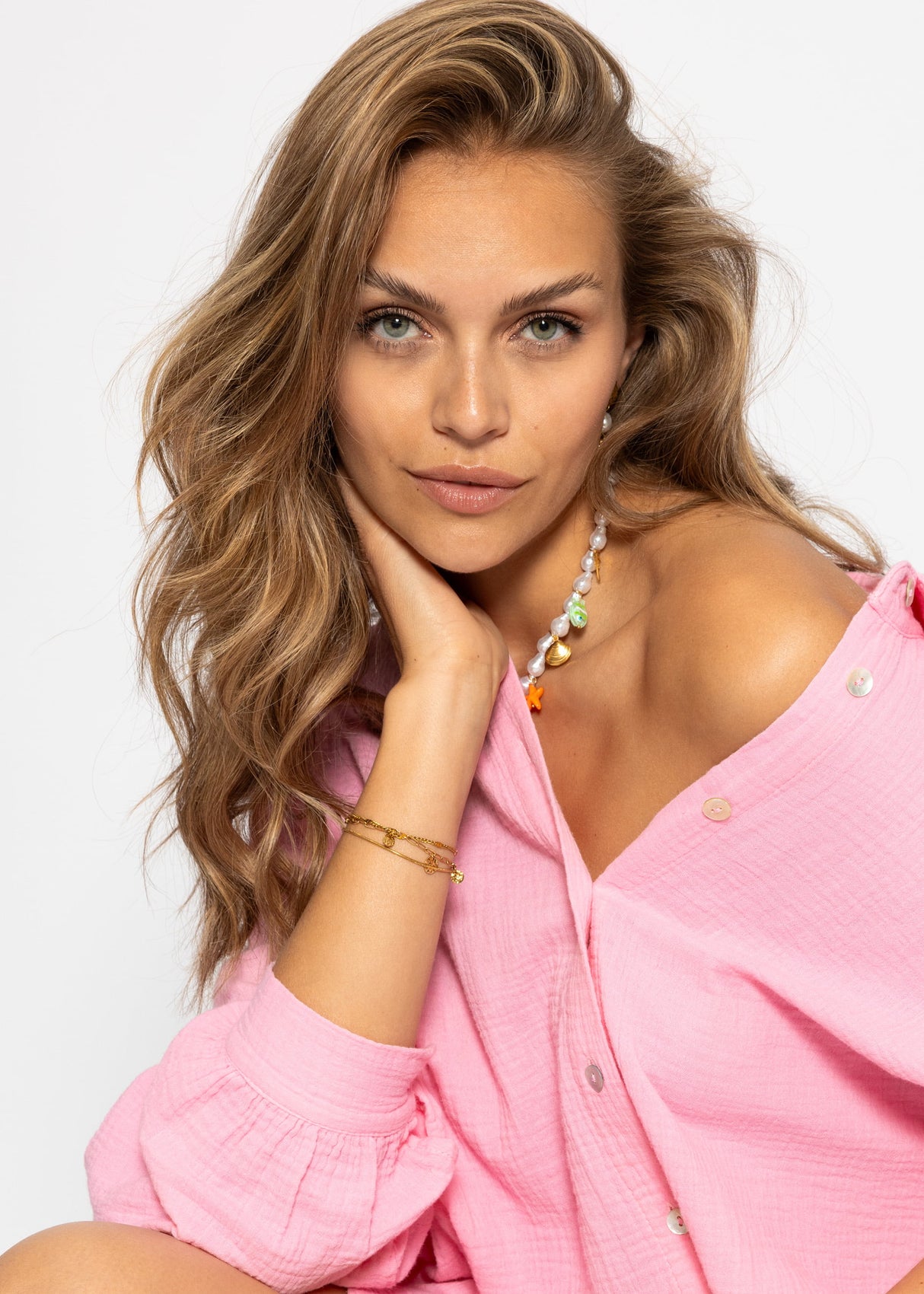 Musselin Bluse oversize - babyrosa