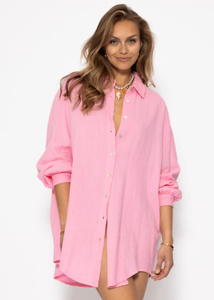 Musselin Bluse oversize - babyrosa