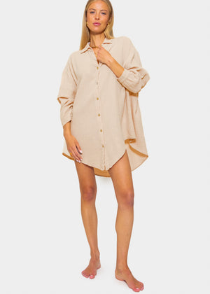 Musselin Bluse oversize, beige