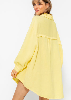 Musselin Bluse oversize, gelb