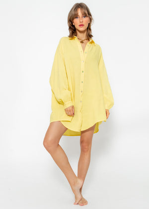 Musselin Bluse oversize, gelb