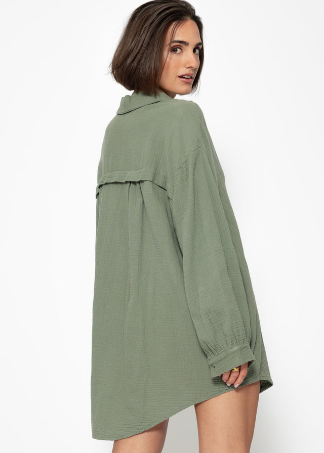 Oversized muslin blouse - khaki