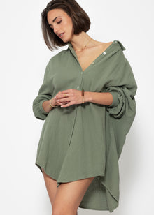 Musselin Bluse oversize, khaki