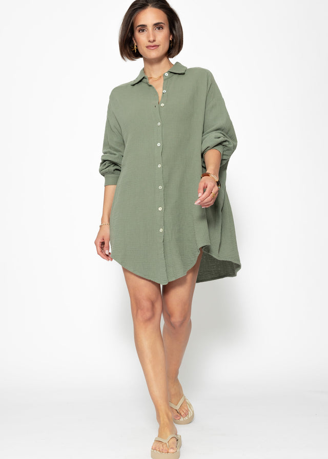 Oversized muslin blouse - khaki