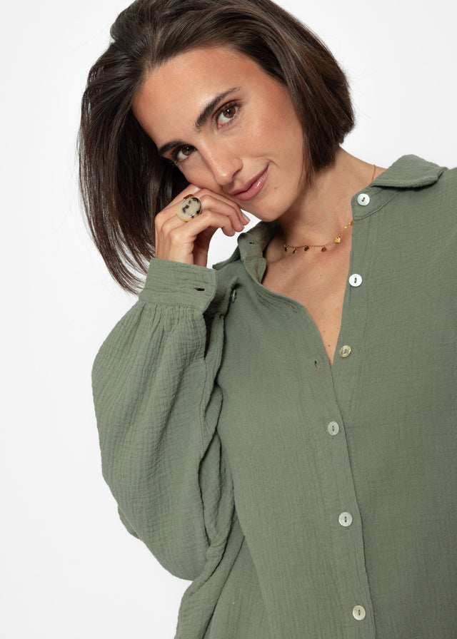 Oversized muslin blouse - khaki