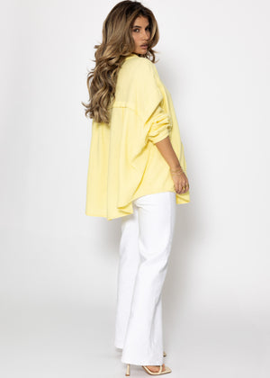Musselin Bluse oversize, kurz, gelb
