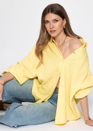 Muslin blouse oversize, short, yellow