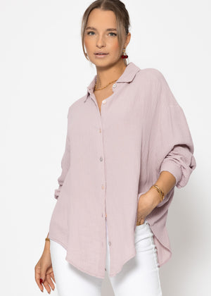 Musselin Bluse oversize, kurz, puderrosa