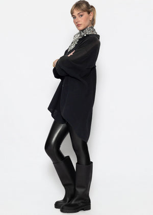 Musselin Bluse oversize - schwarz