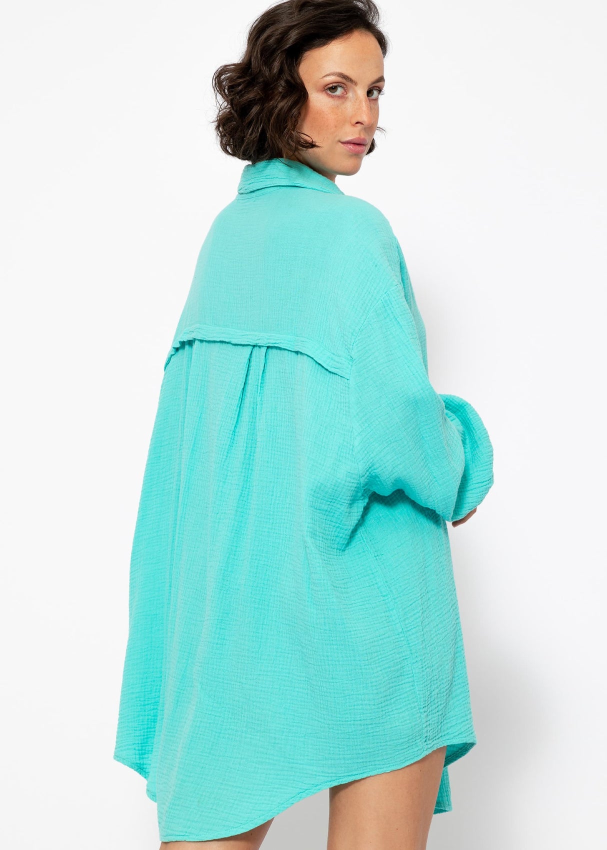 Musselin Bluse oversize, türkis