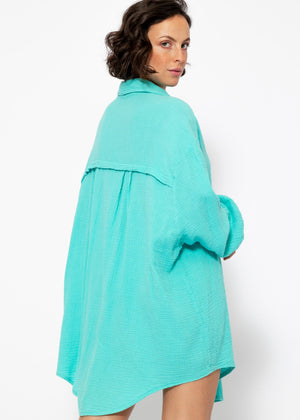 Musselin Bluse oversize, türkis