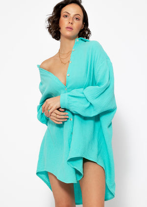 Musselin Bluse oversize, türkis