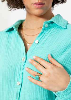 Musselin Bluse oversize, türkis