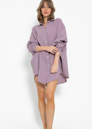 Musselin Bluse oversize - violett