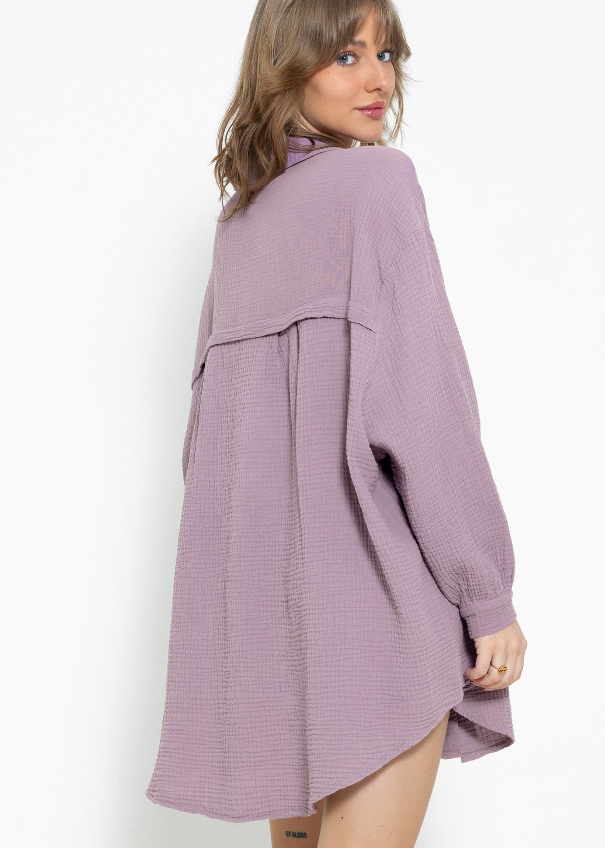 Musselin Bluse oversize - violett