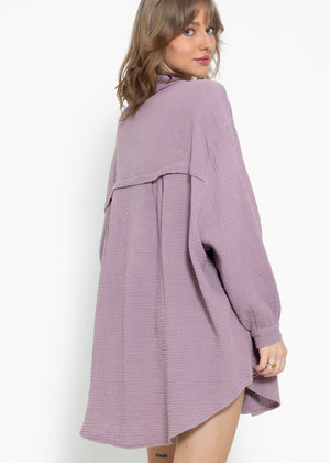 Musselin Bluse oversize - violett