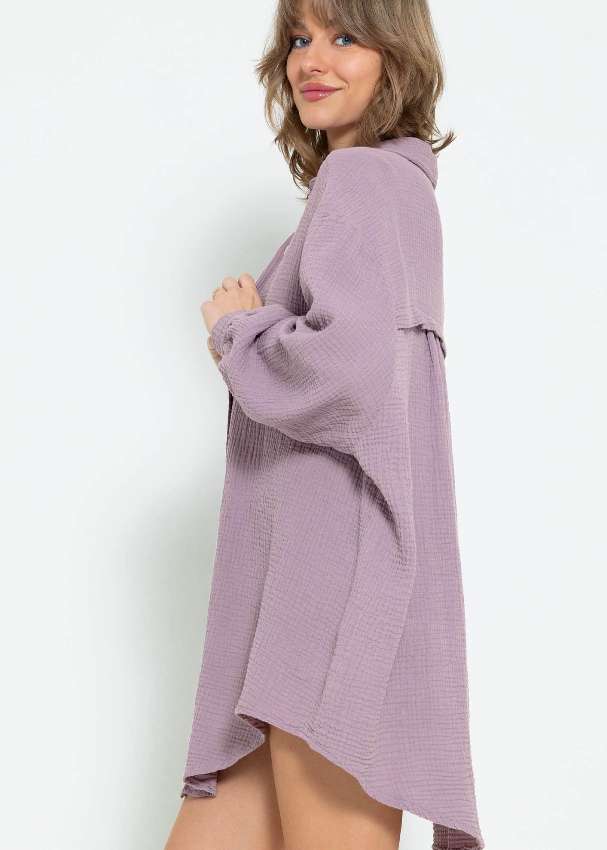 Musselin Bluse oversize - violett