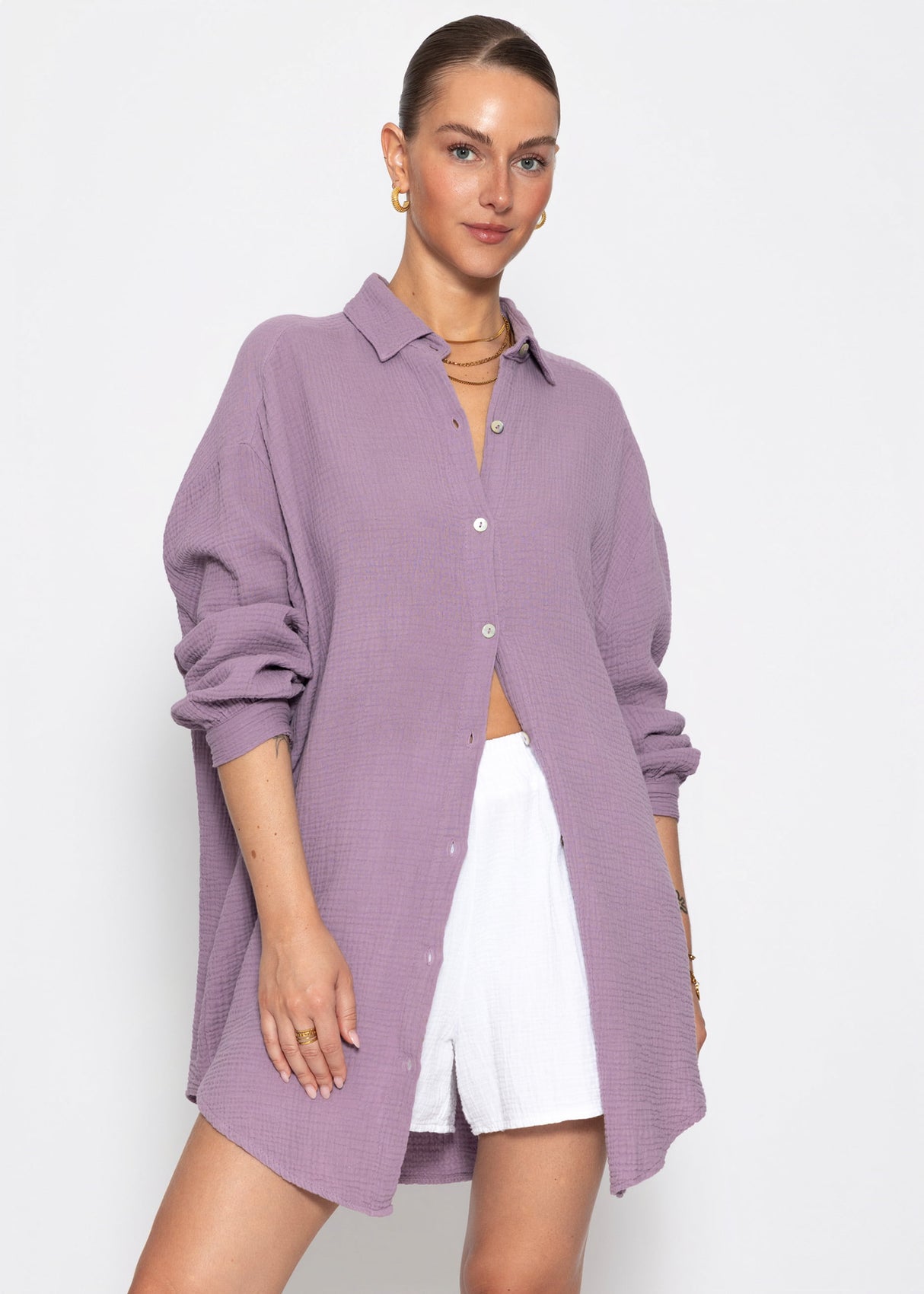 Muslin blouse oversize - violet