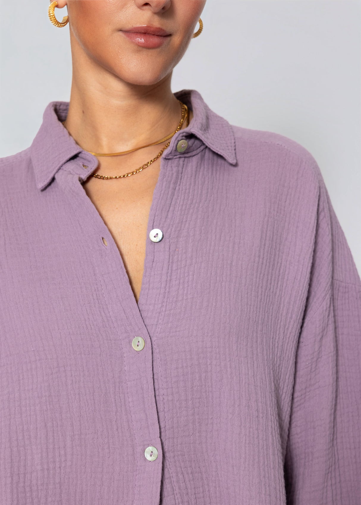 Muslin blouse oversize - violet